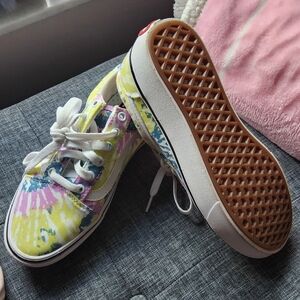 Vans Tie-Dye Low Top Sneakers in Yellow, Pink, Blue